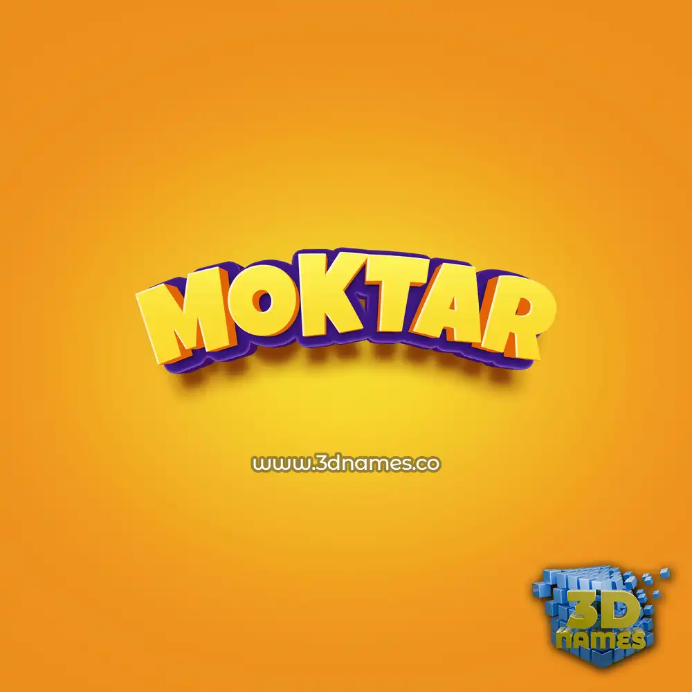 moktar in Orange Toon style - 3D name wallpaper