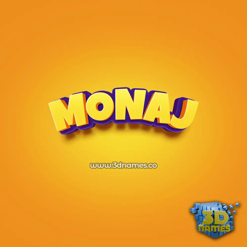 monaj in Orange Toon style - 3D name wallpaper