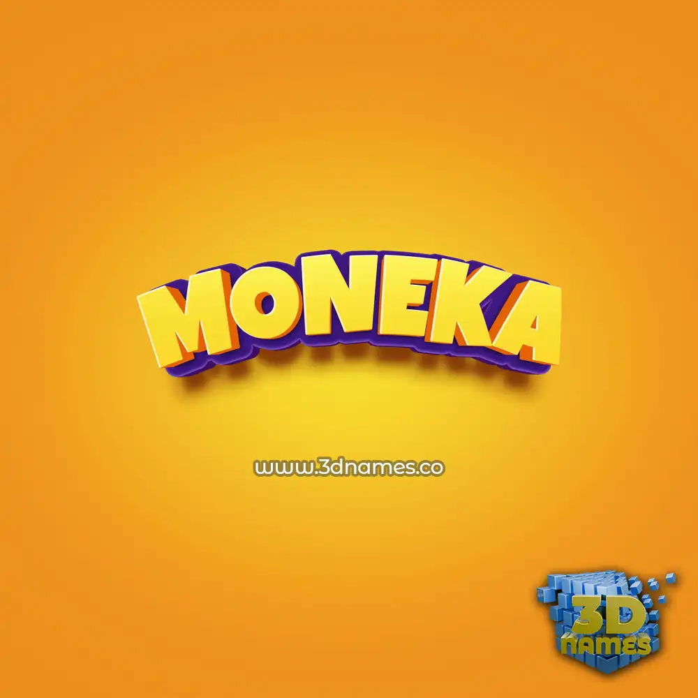 moneka in Orange Toon style - 3D name wallpaper