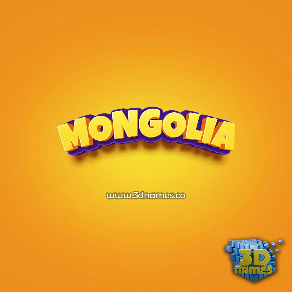 mongolia in Orange Toon style - 3D name wallpaper