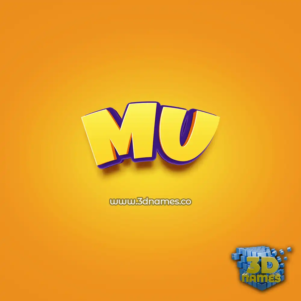 mu in Orange Toon style - 3D name wallpaper