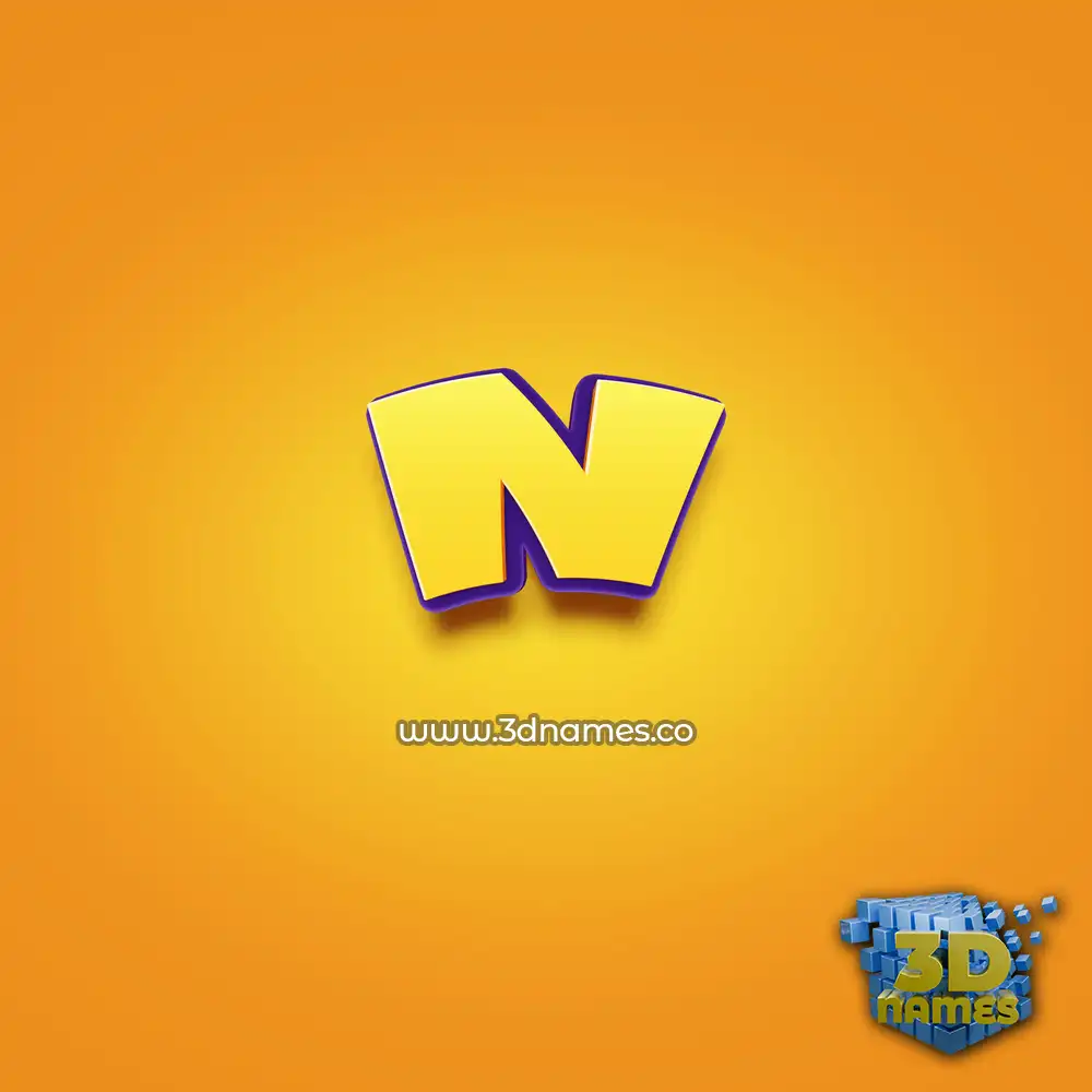 n in Orange Toon style - 3D name wallpaper