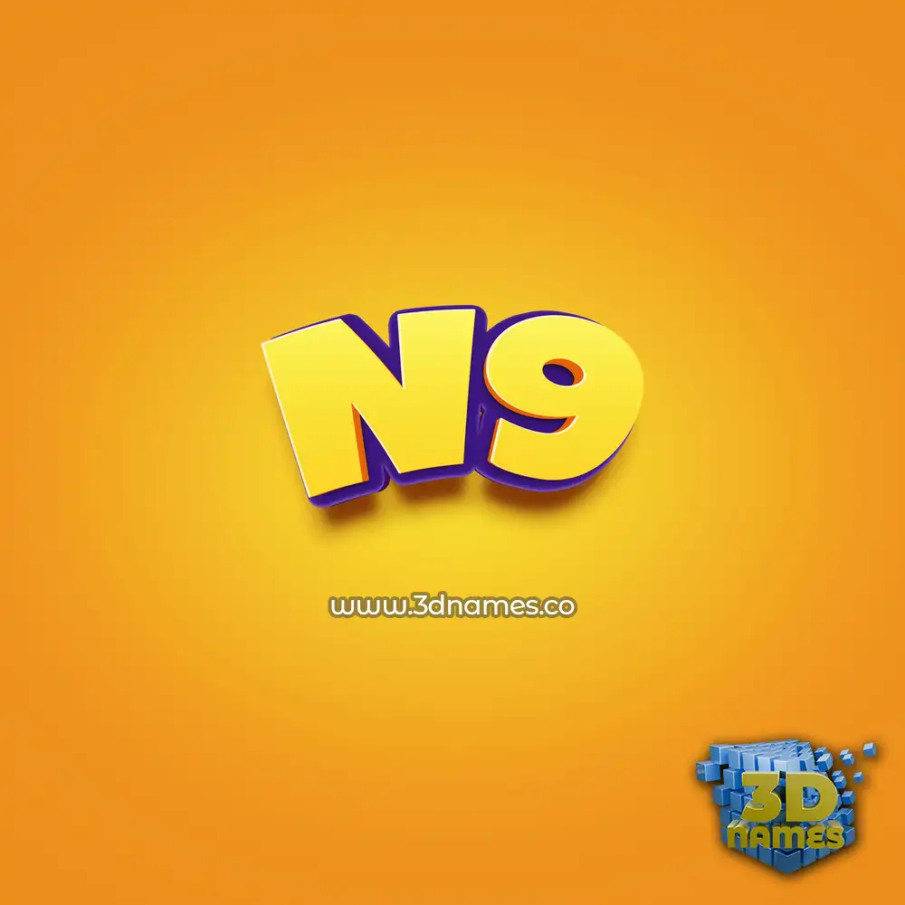 n9 in Orange Toon style - 3D name wallpaper