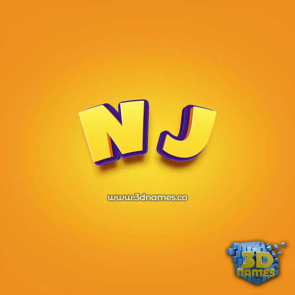 n j in Orange Toon style - 3D name wallpaper