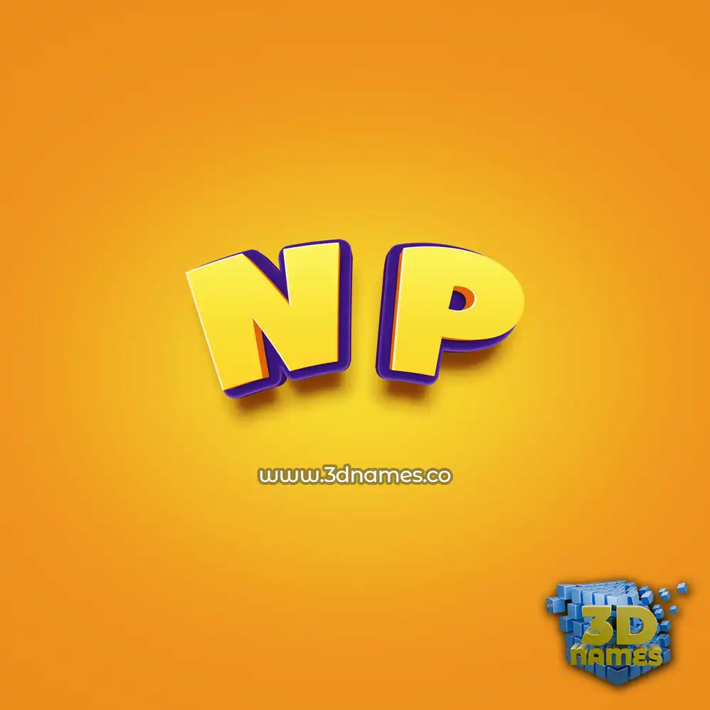 n p in Orange Toon style - 3D name wallpaper