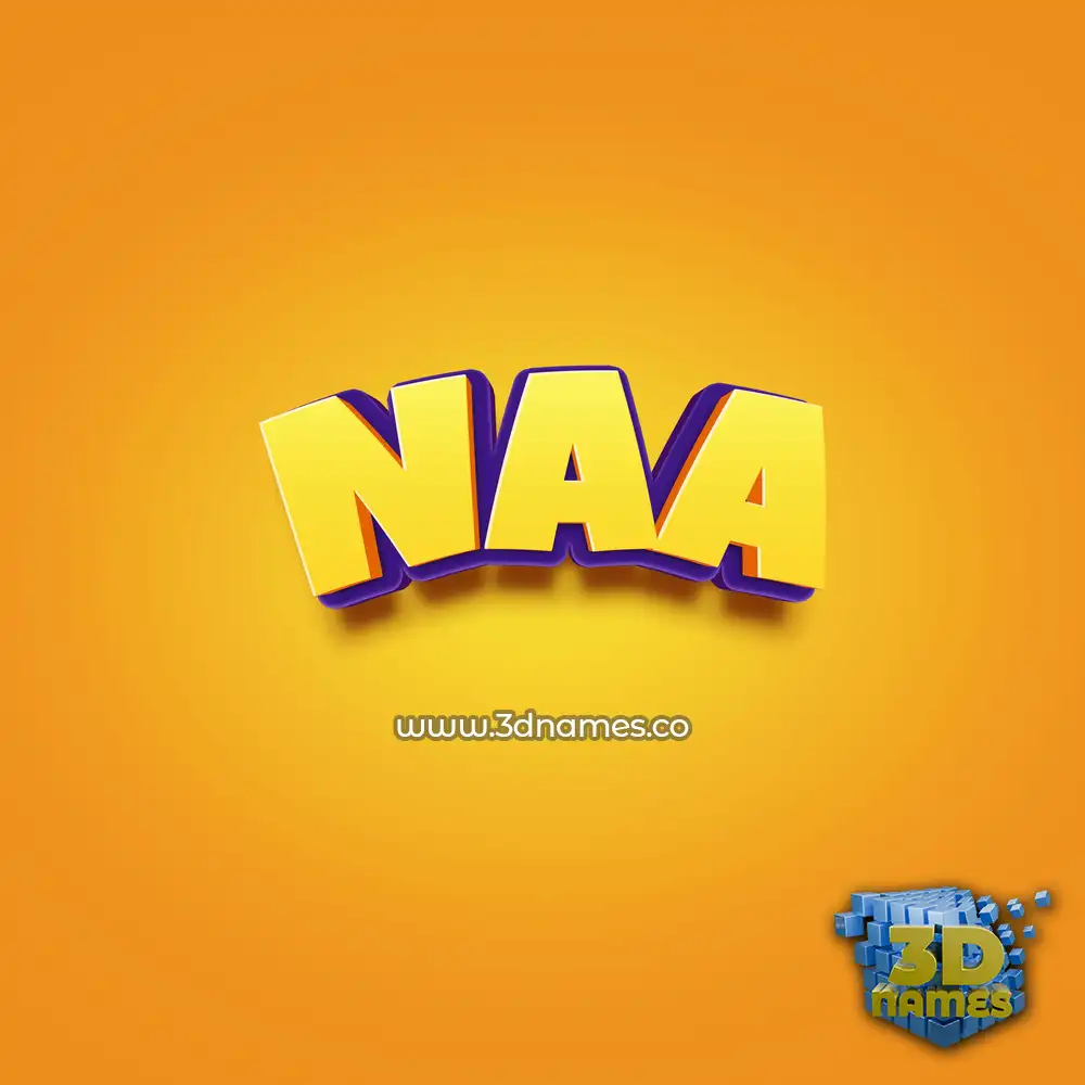 naa in Orange Toon style - 3D name wallpaper