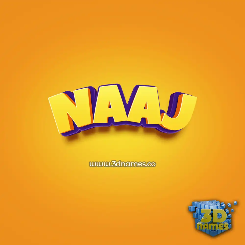 naaj in Orange Toon style - 3D name wallpaper