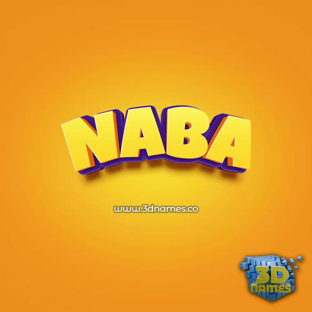 naba in Orange Toon style - 3D name wallpaper