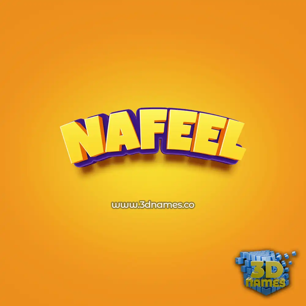 nafeel in Orange Toon style - 3D name wallpaper