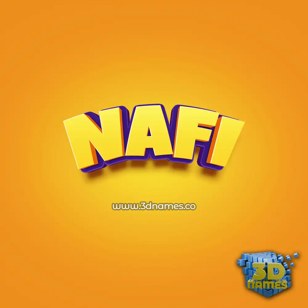 nafi in Orange Toon style - 3D name wallpaper