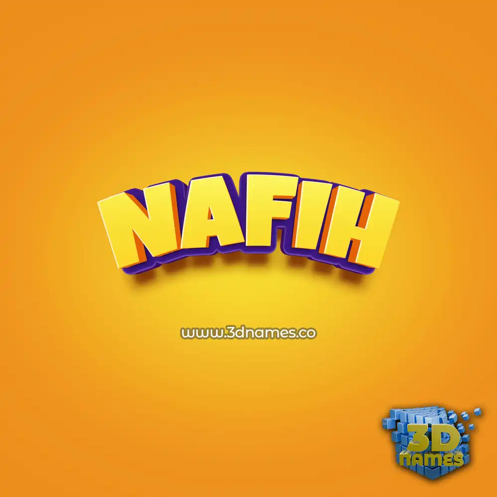 nafih in Orange Toon style - 3D name wallpaper