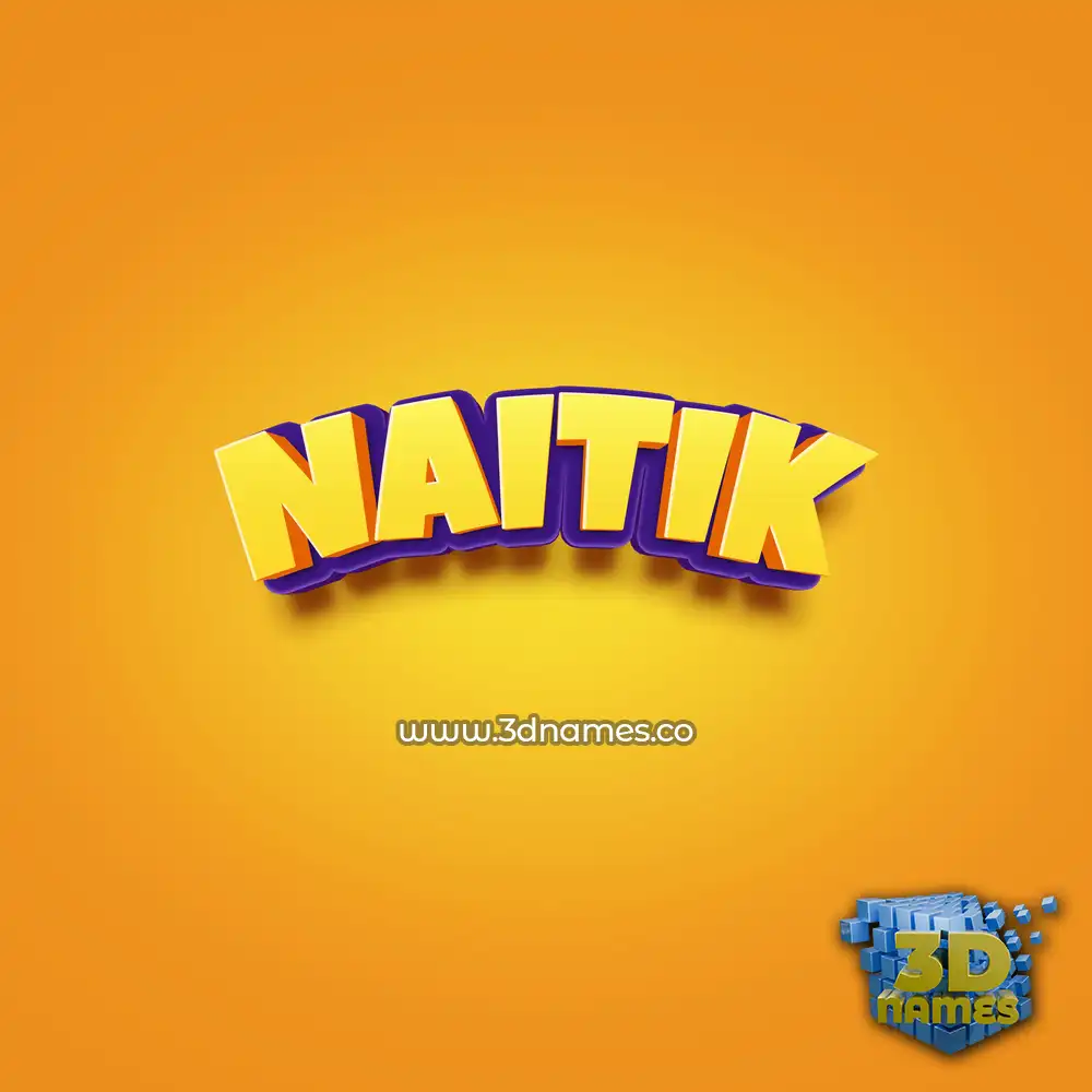naitik in Orange Toon style - 3D name wallpaper