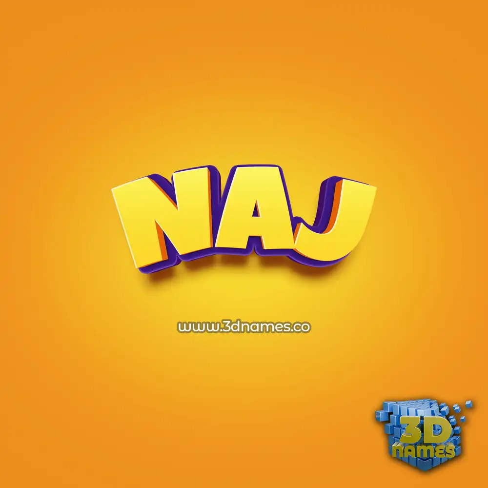 naj in Orange Toon style - 3D name wallpaper