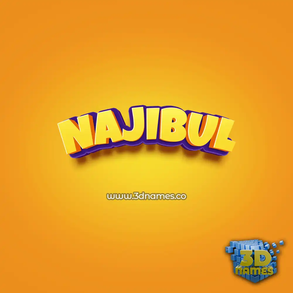 najibul in Orange Toon style - 3D name wallpaper