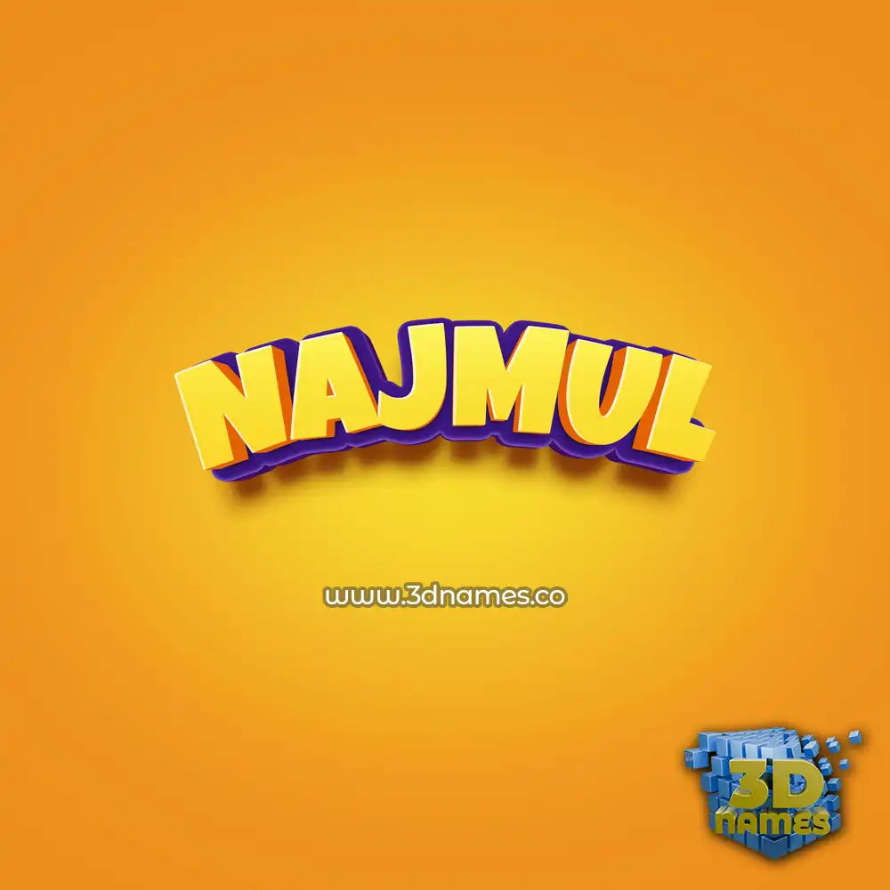 najmul in Orange Toon style - 3D name wallpaper
