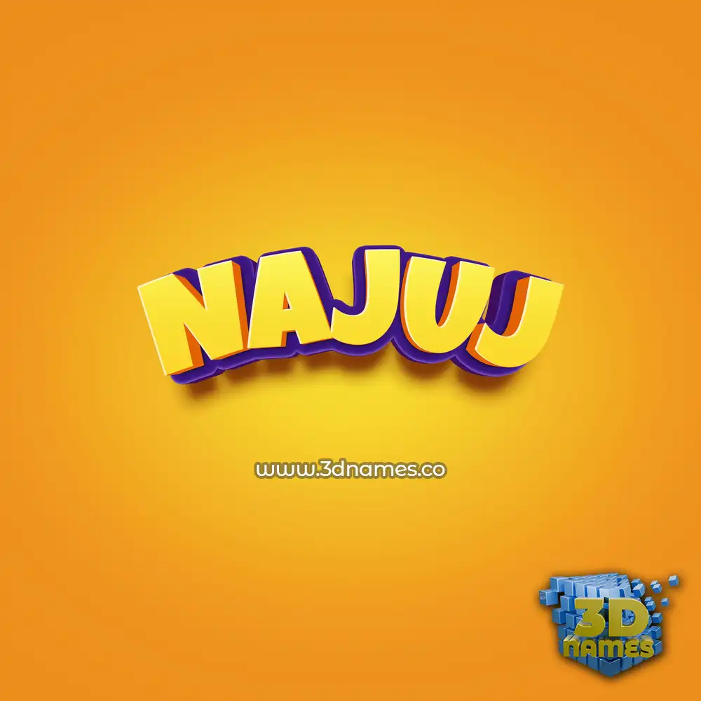 najuj in Orange Toon style - 3D name wallpaper