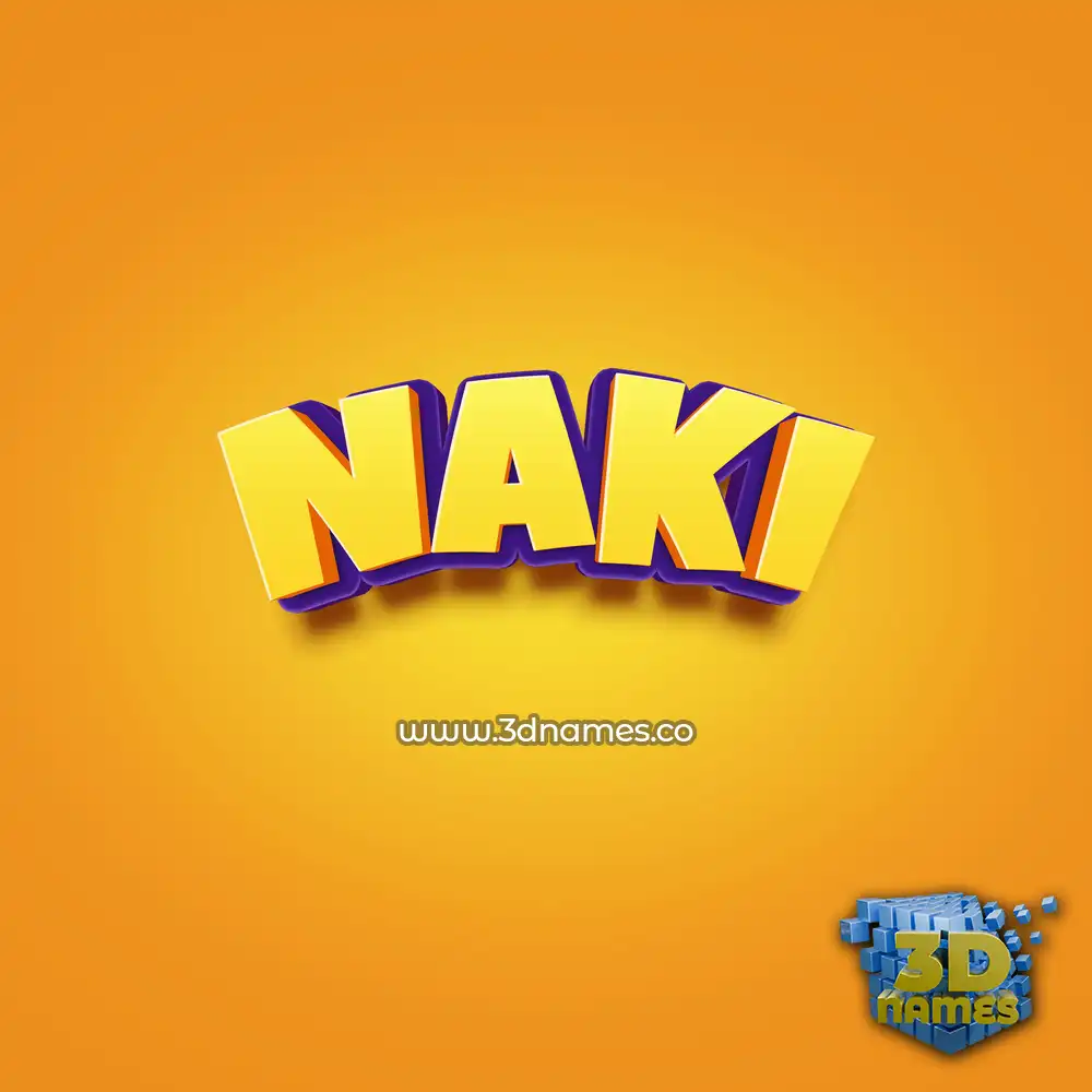 naki in Orange Toon style - 3D name wallpaper
