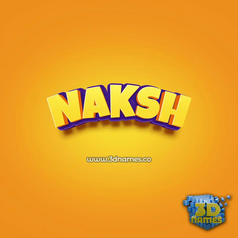 naksh in Orange Toon style - 3D name wallpaper