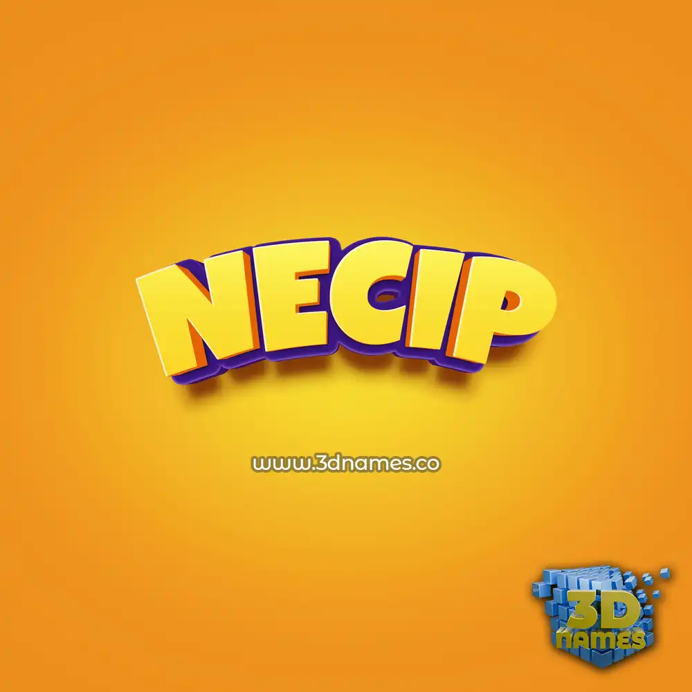 necip in Orange Toon style - 3D name wallpaper