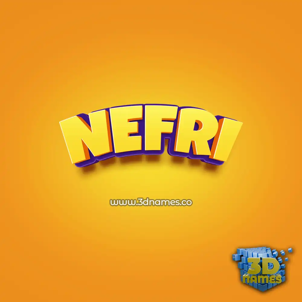 nefri in Orange Toon style - 3D name wallpaper