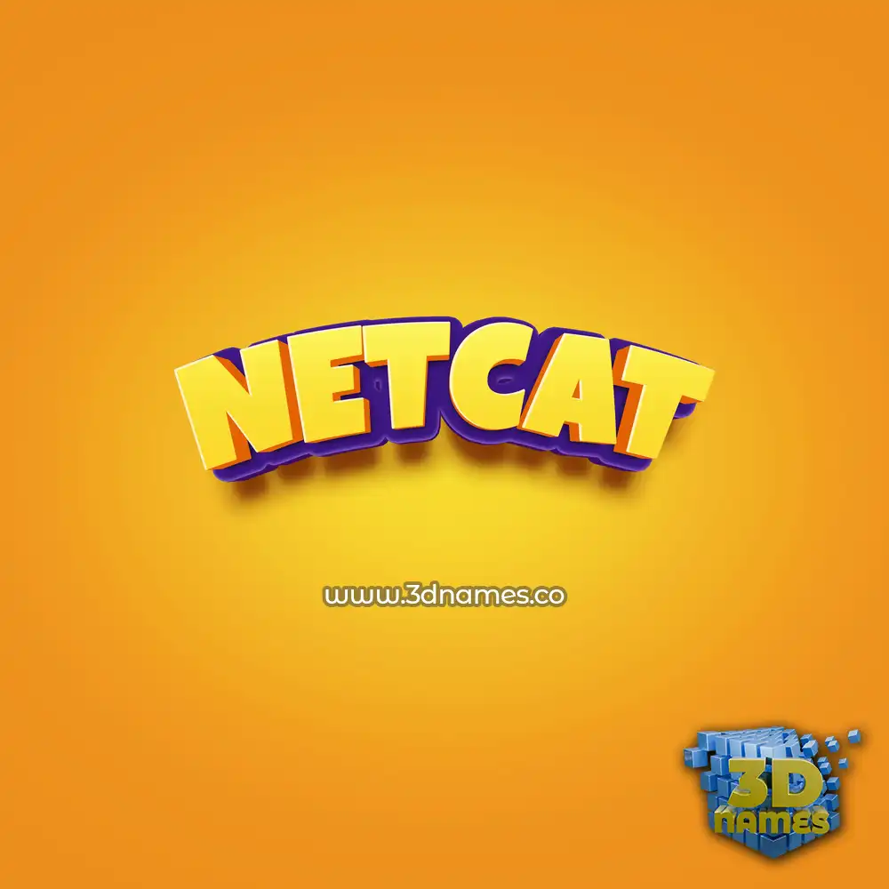 netcat in Orange Toon style - 3D name wallpaper