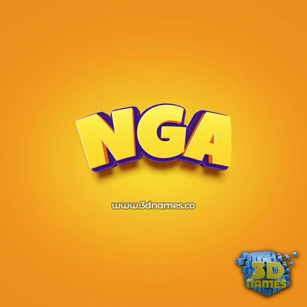 nga in Orange Toon style - 3D name wallpaper
