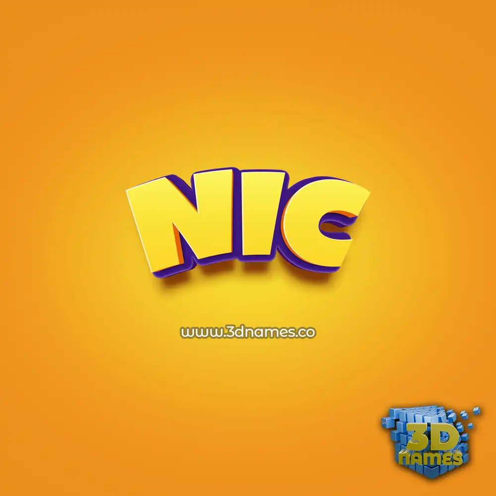 nic in Orange Toon style - 3D name wallpaper