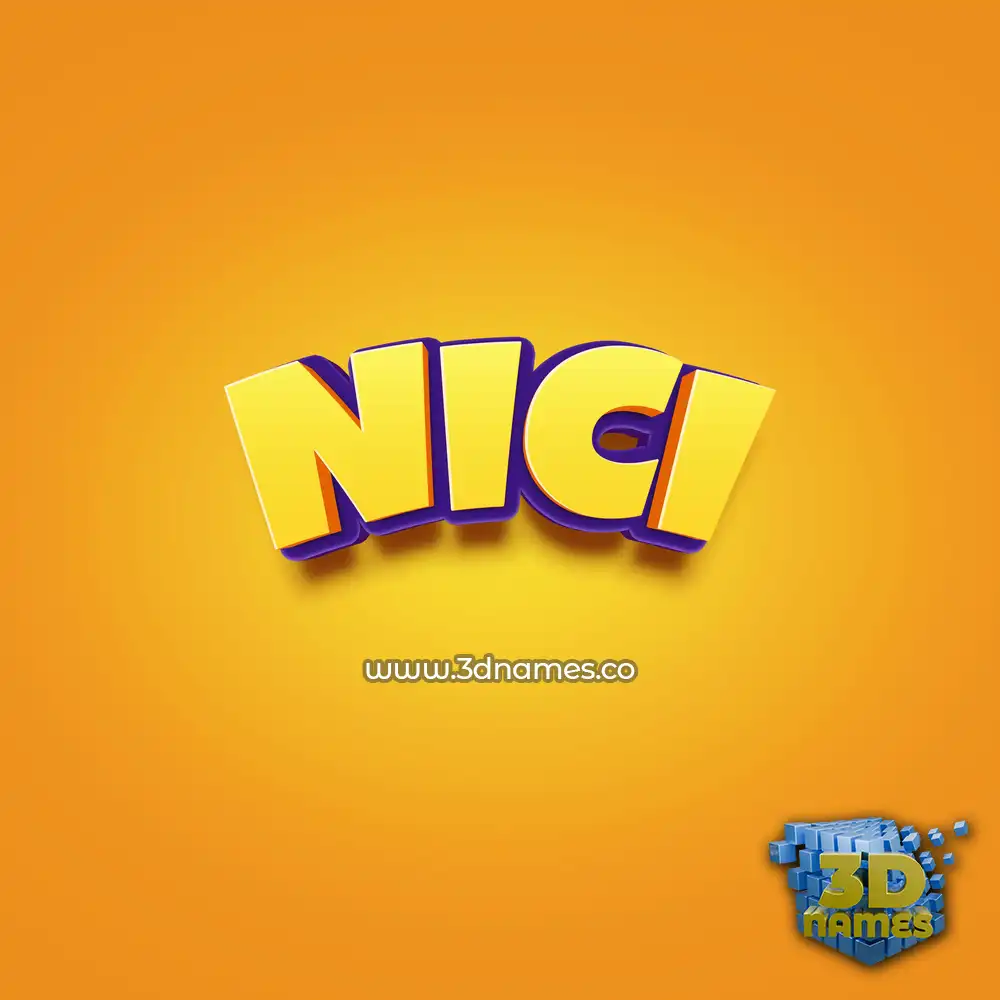 nici in Orange Toon style - 3D name wallpaper