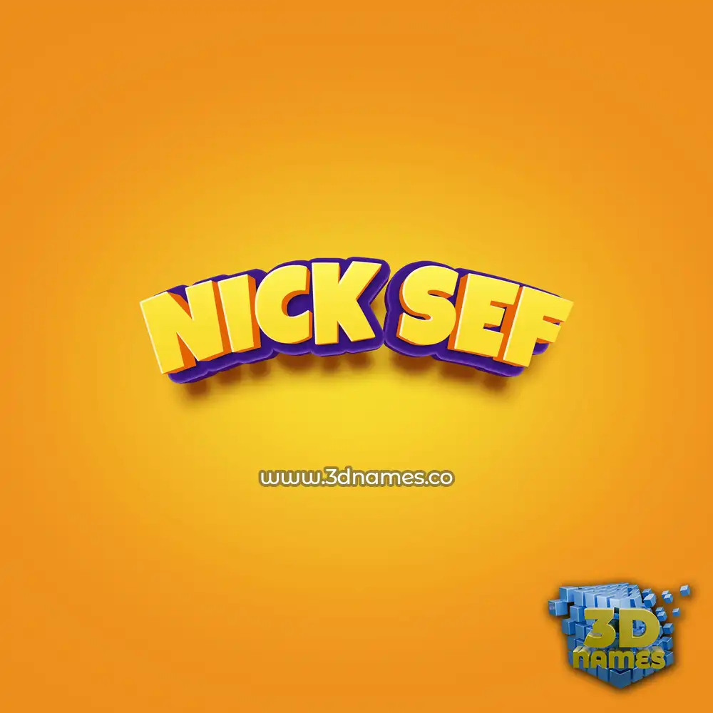 nick sef in Orange Toon style - 3D name wallpaper