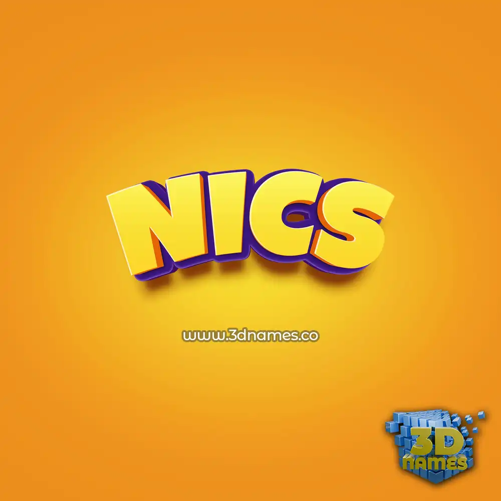 nics in Orange Toon style - 3D name wallpaper