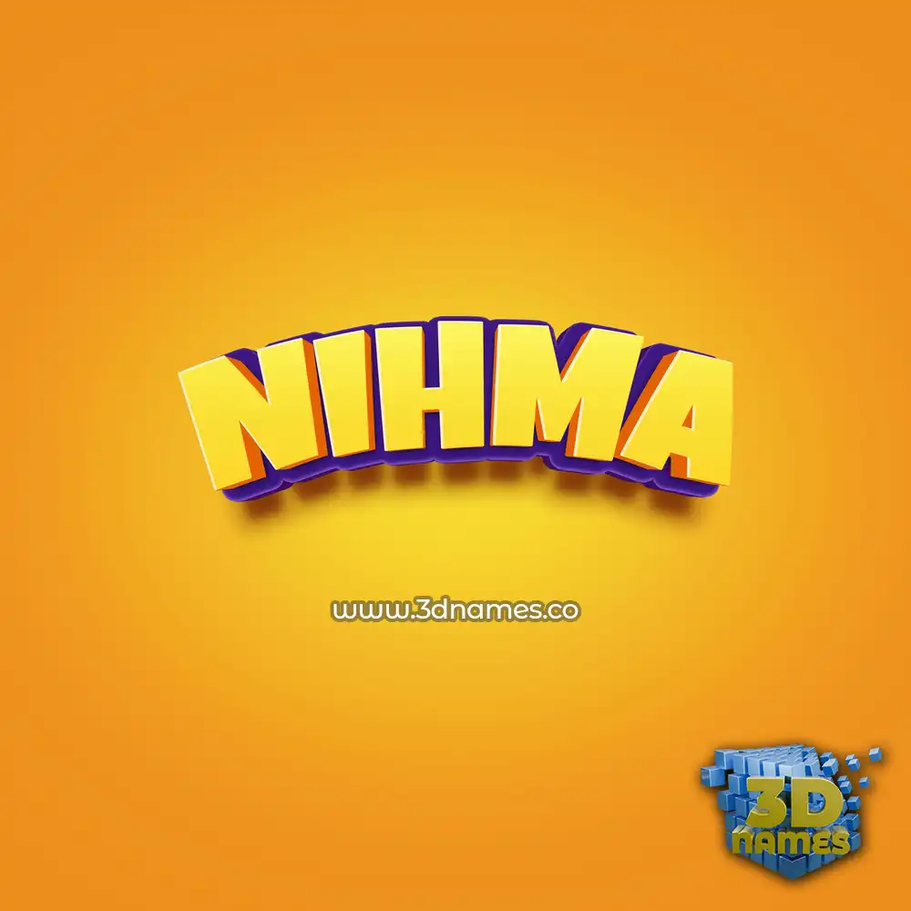 nihma in Orange Toon style - 3D name wallpaper