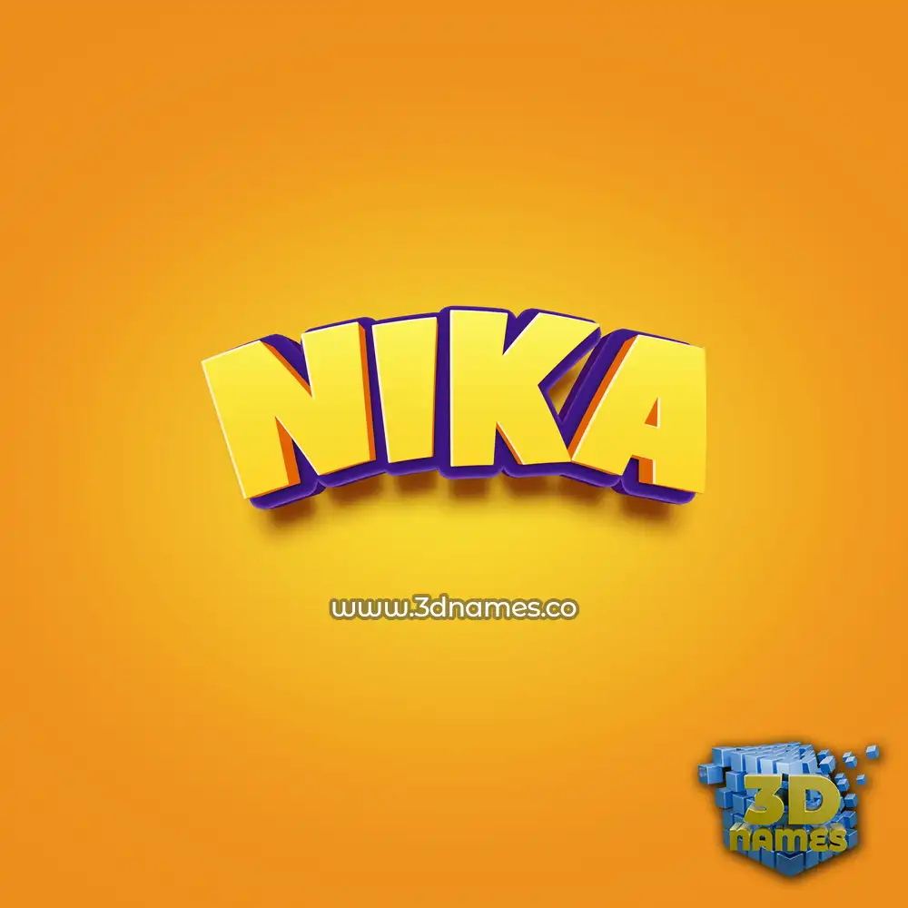 nika in Orange Toon style - 3D name wallpaper
