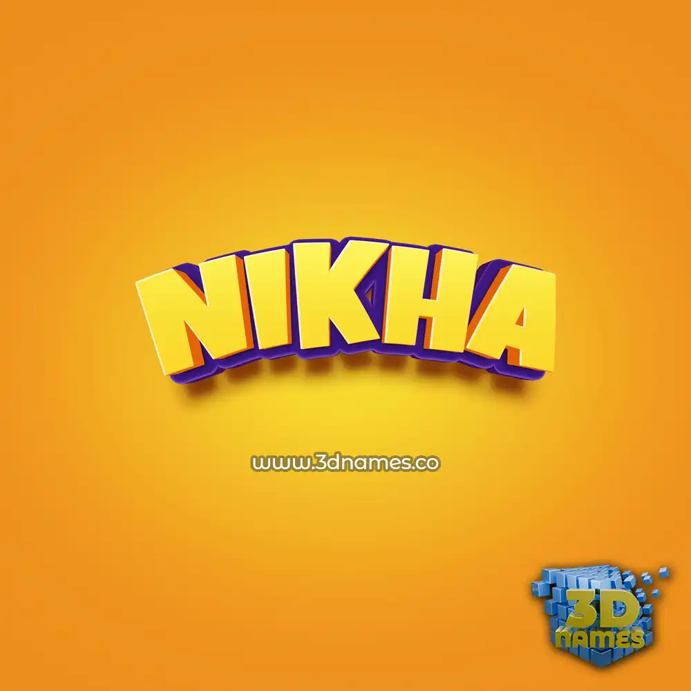 nikha in Orange Toon style - 3D name wallpaper