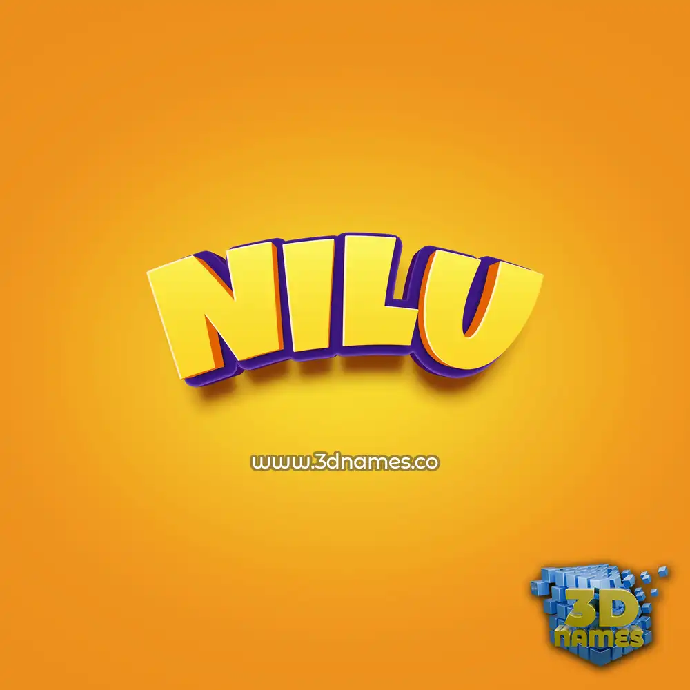 nilu in Orange Toon style - 3D name wallpaper