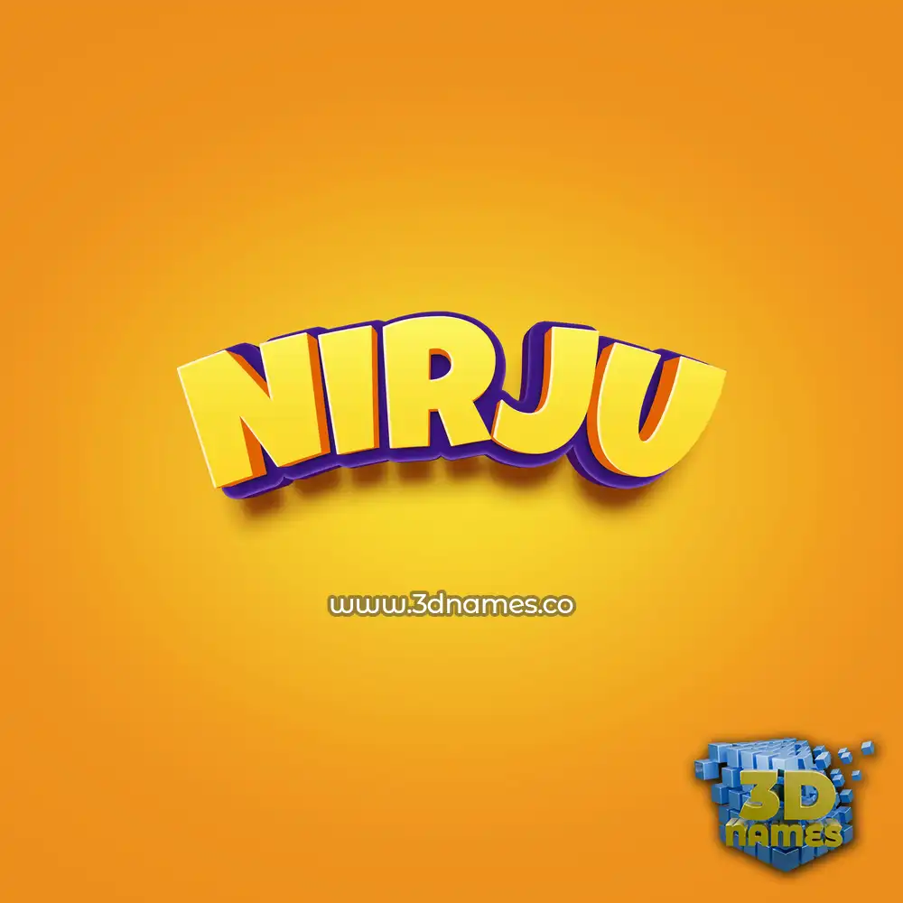nirju in Orange Toon style - 3D name wallpaper