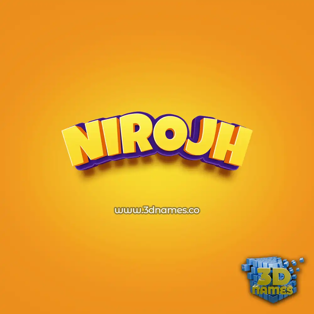 nirojh in Orange Toon style - 3D name wallpaper