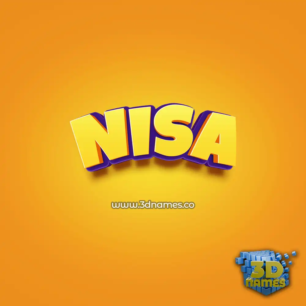 nisa in Orange Toon style - 3D name wallpaper