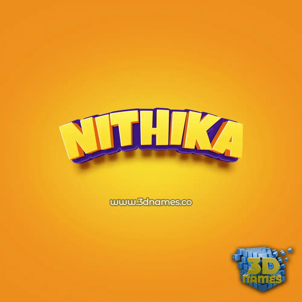 nithika in Orange Toon style - 3D name wallpaper