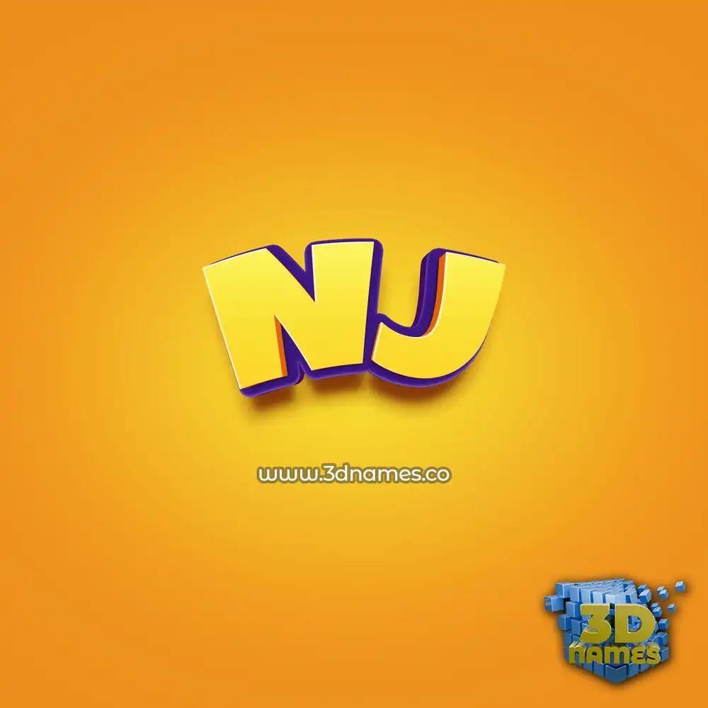 nj in Orange Toon style - 3D name wallpaper