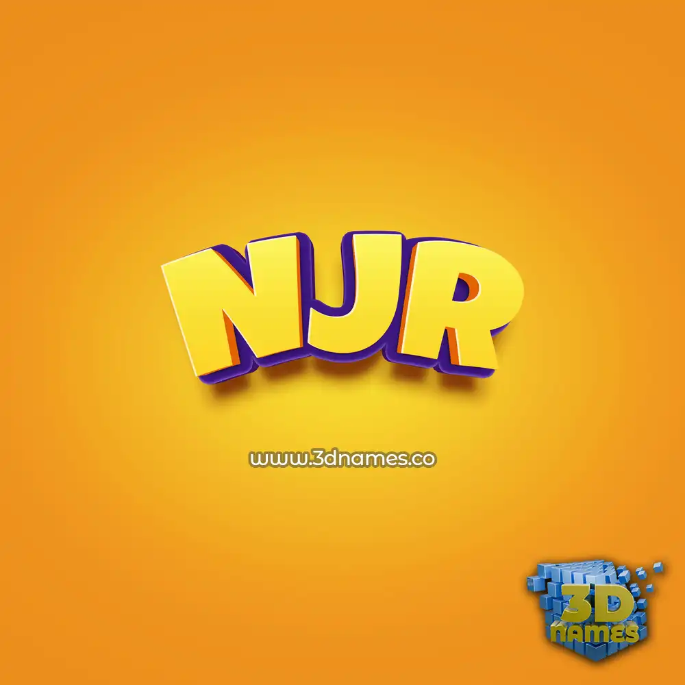 njr in Orange Toon style - 3D name wallpaper