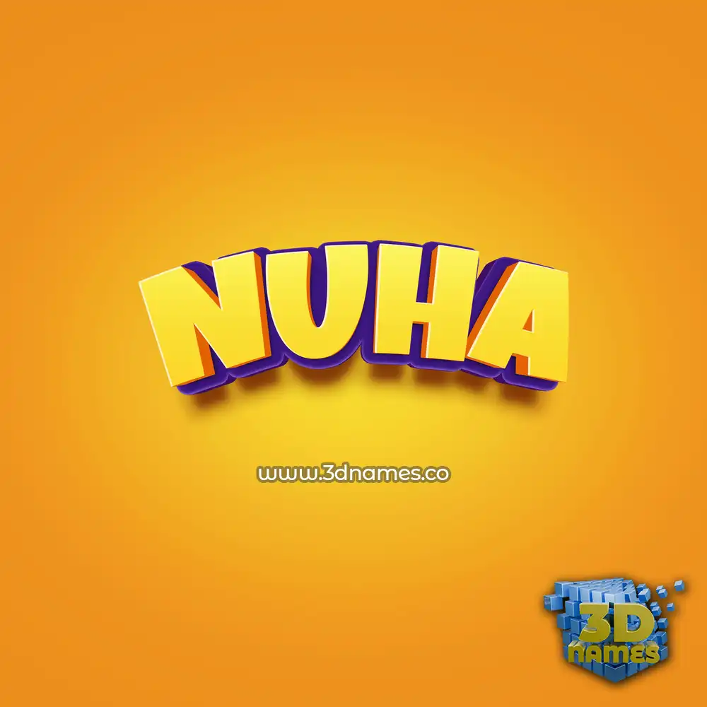nuha in Orange Toon style - 3D name wallpaper