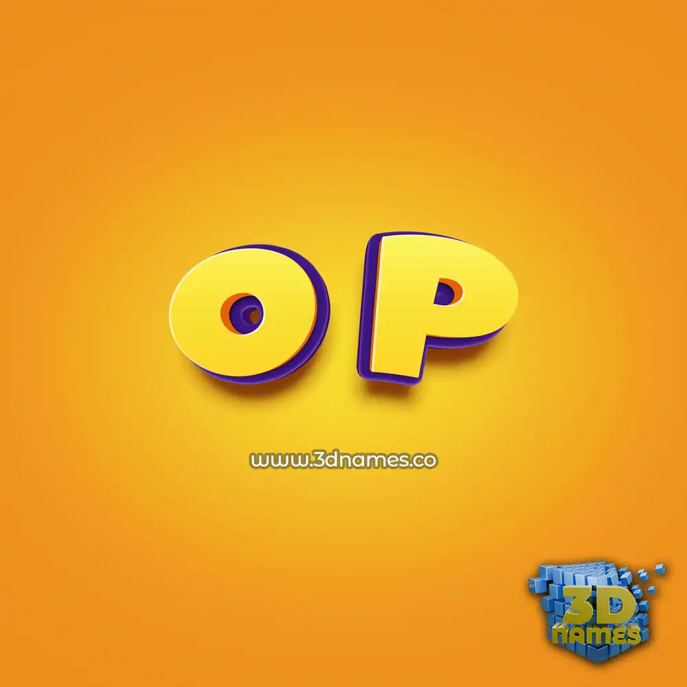 o p in Orange Toon style - 3D name wallpaper