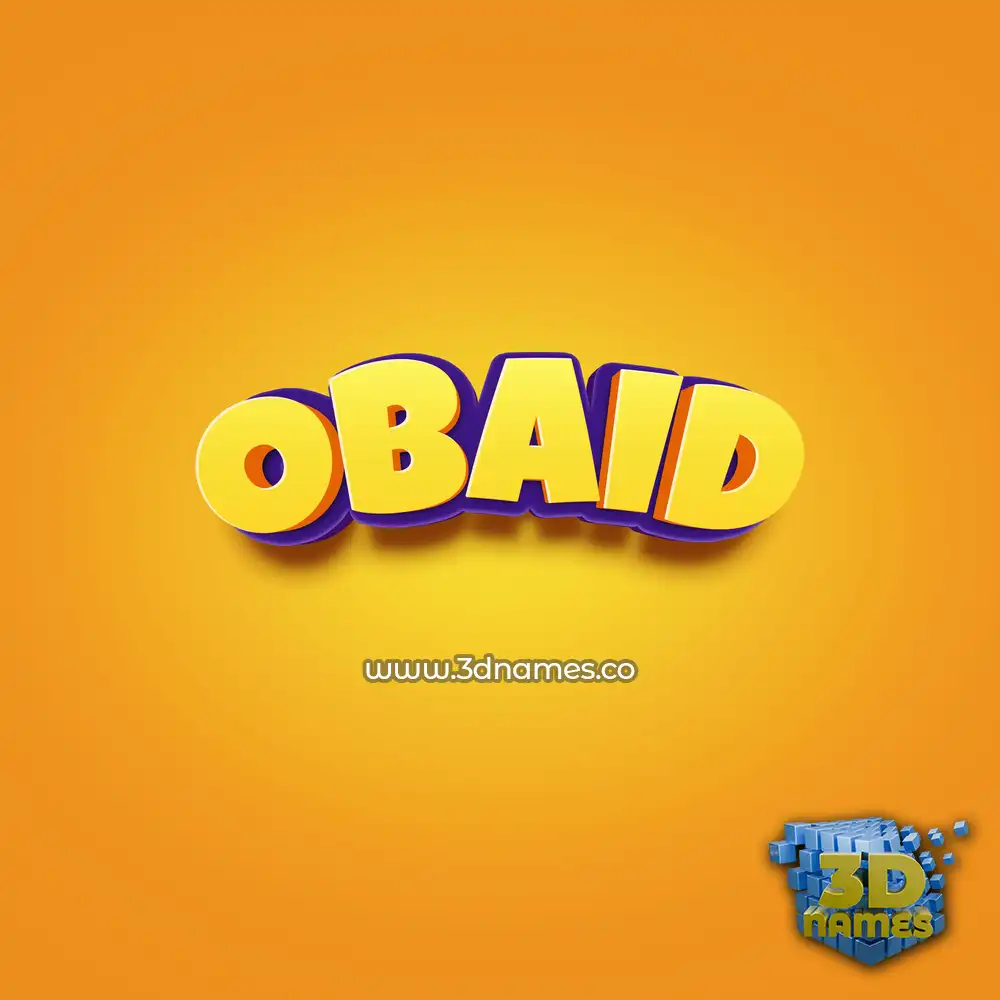 obaid in Orange Toon style - 3D name wallpaper