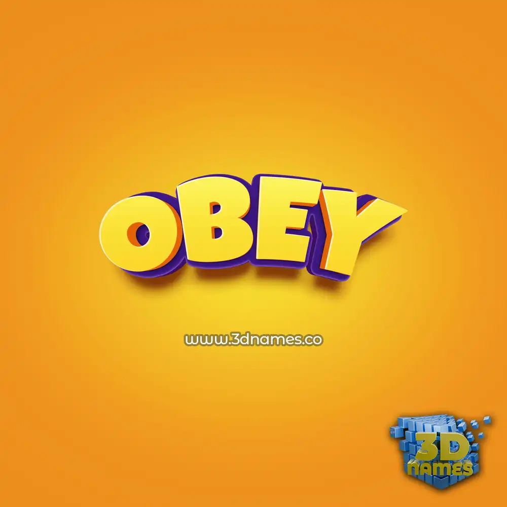 obey in Orange Toon style - 3D name wallpaper