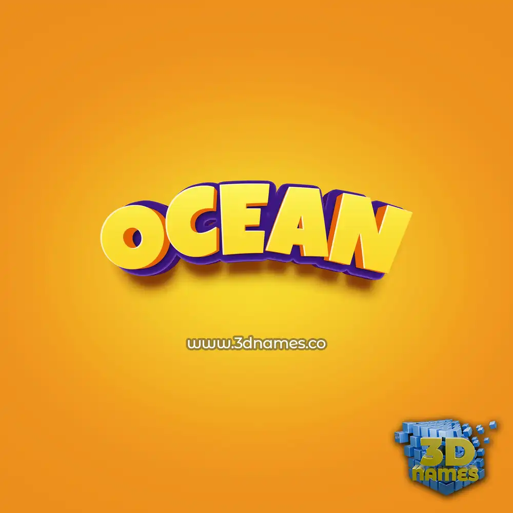 ocean in Orange Toon style - 3D name wallpaper