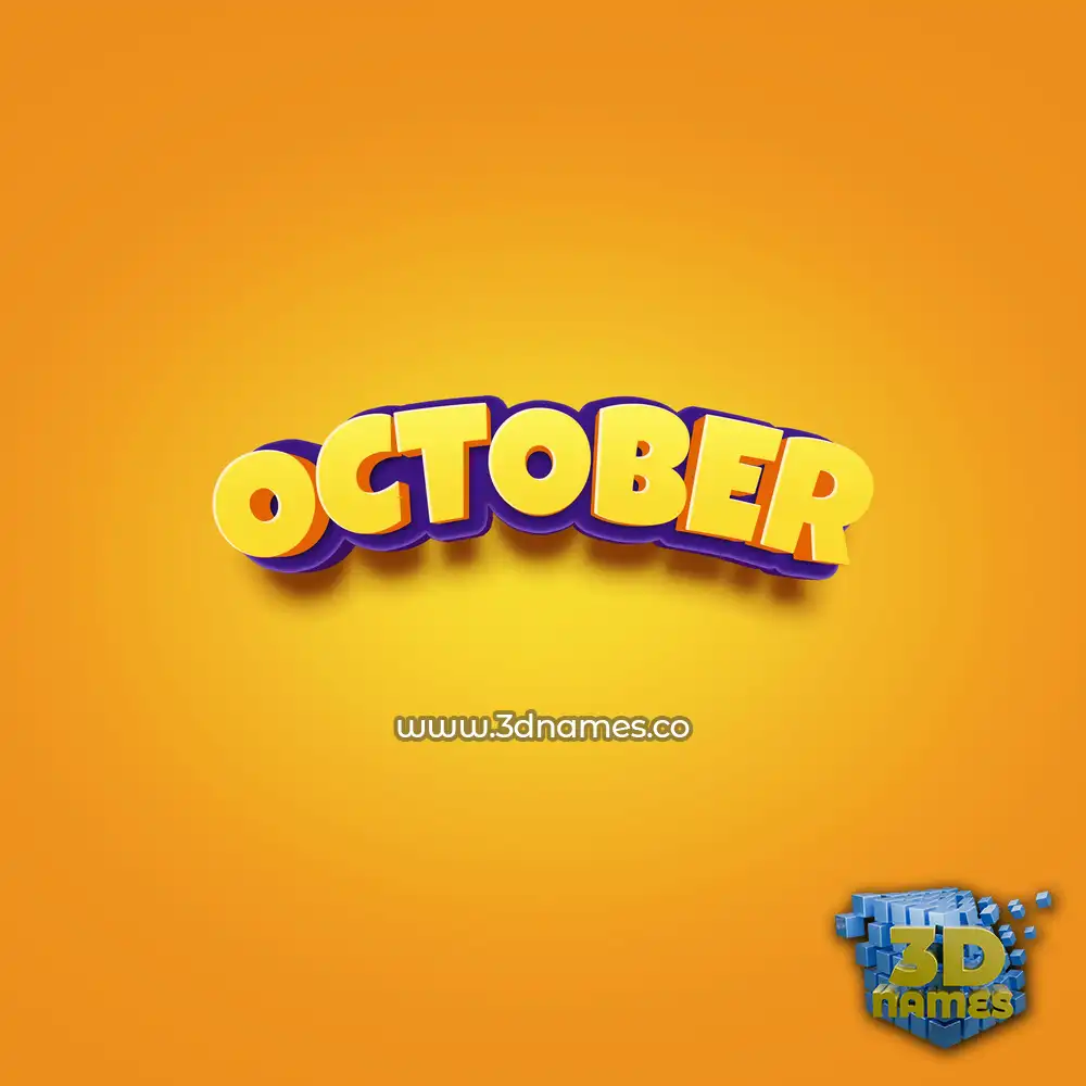 october in Orange Toon style - 3D name wallpaper