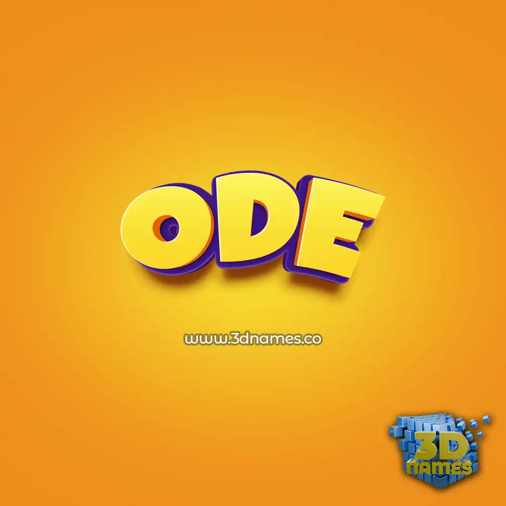 ode in Orange Toon style - 3D name wallpaper