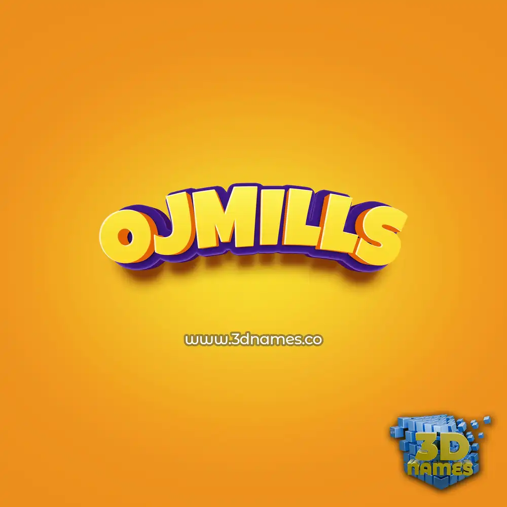 ojmills in Orange Toon style - 3D name wallpaper