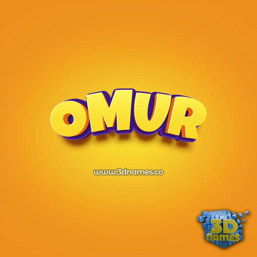 omur in Orange Toon style - 3D name wallpaper