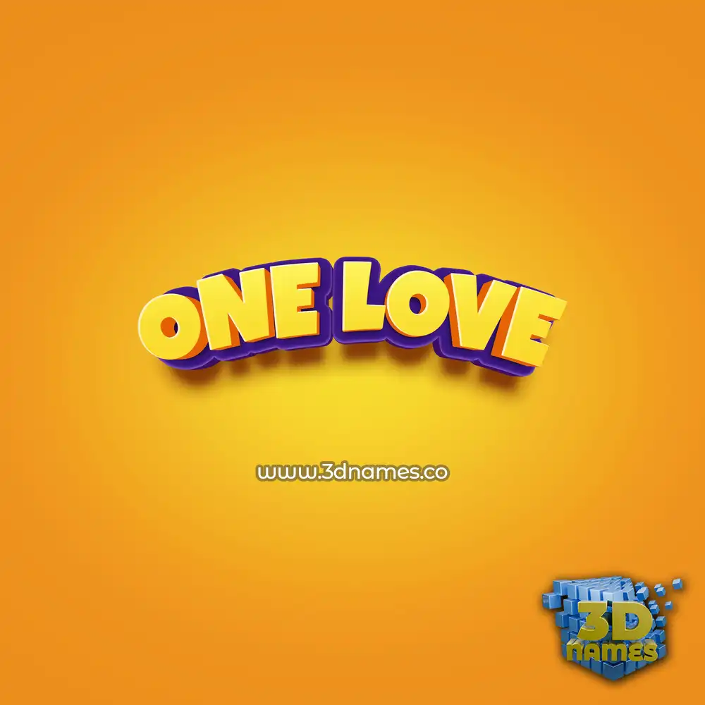 one love in Orange Toon style - 3D name wallpaper